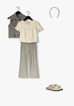 beige daily7 flared broek metallic wide pants