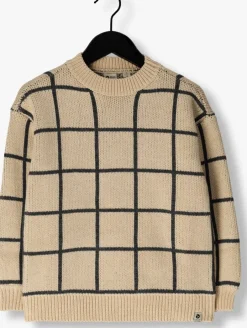 beige daily7 trui knitted sweater big check