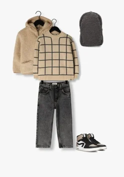 beige daily7 trui knitted sweater big check