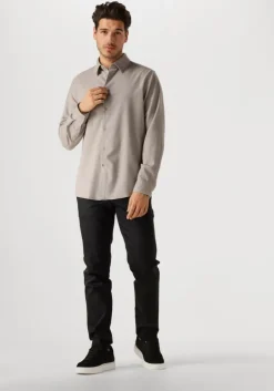 beige drykorn casual overhemd ramis
