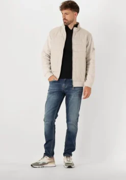 beige gentiluomo gewatteerde jas cardigan zip
