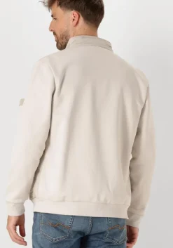 beige gentiluomo gewatteerde jas cardigan zip