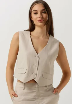 beige gestuz gilet lizagz linen waistcoat