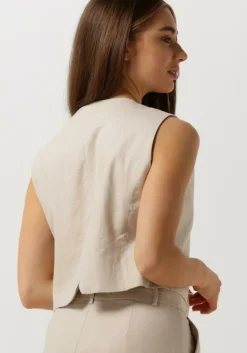 beige gestuz gilet lizagz linen waistcoat