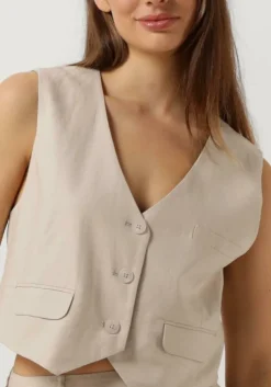 beige gestuz gilet lizagz linen waistcoat