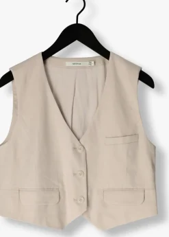 beige gestuz gilet lizagz linen waistcoat