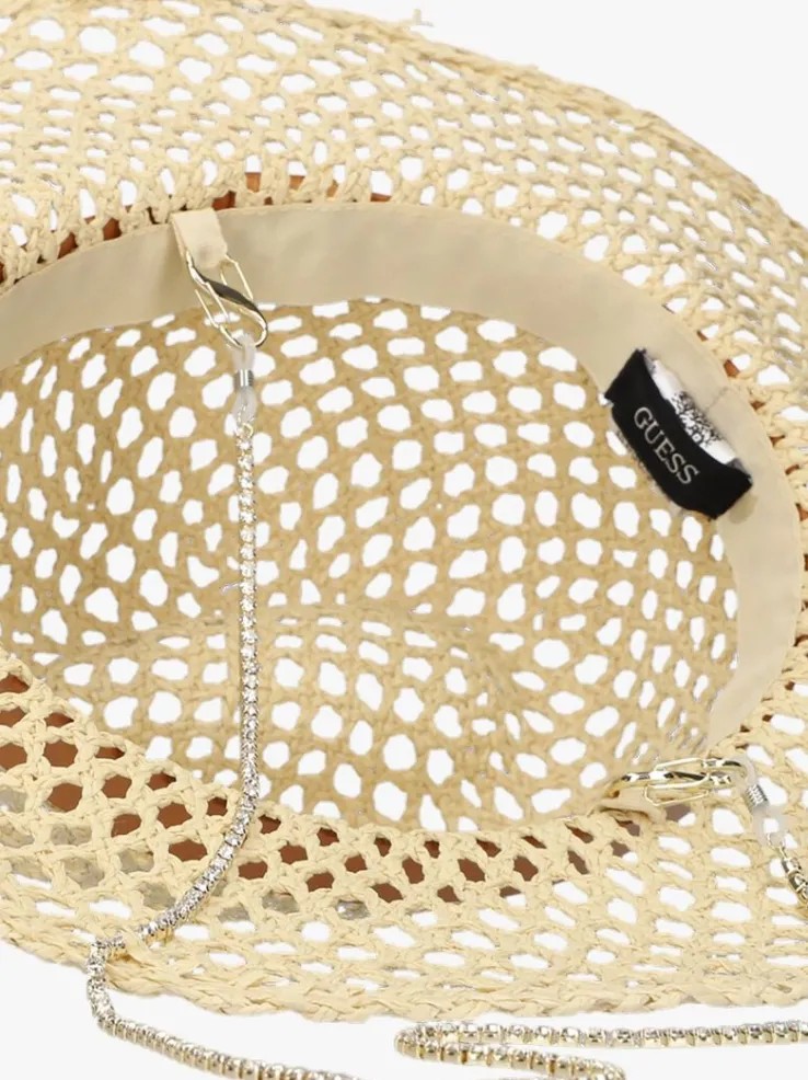 beige guess hoed fedora hat