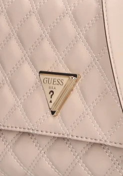 beige guess schoudertas giully 2 cmprtmnt cnvrtble flp