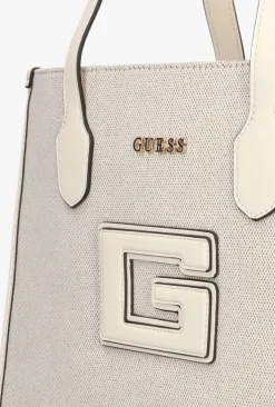 beige guess schoudertas g status 2 compartment tote