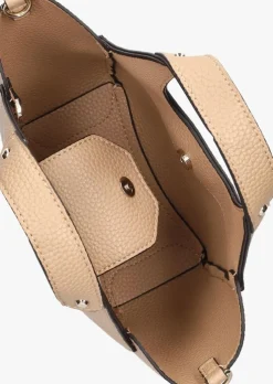 beige guess schoudertas helina mini tote