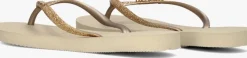 beige havaianas teenslippers slim glitter ii