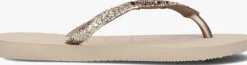 beige havaianas teenslippers kids slim glitter ii