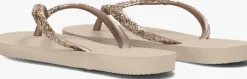beige havaianas teenslippers kids slim glitter ii