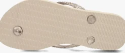 beige havaianas teenslippers kids slim glitter ii