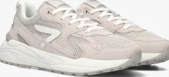 beige hub lage sneakers grid-w
