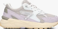 beige hub lage sneakers grid-w