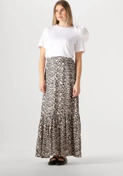 beige jansen amsterdam maxirok rina rok wa 689 long ruffle at bottom