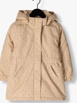 beige lil' atelier parka's nmfgerda padded long jacket aop fo lil