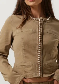 beige liu jo jack drill stretch mix jacket