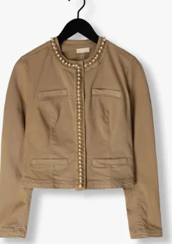 beige liu jo jack drill stretch mix jacket
