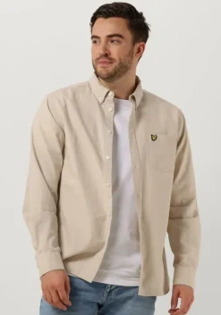 beige lyle & scott casual overhemd cotton linen button down shirt