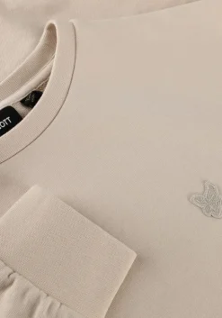 beige lyle & scott sweater heavy weight drop shoulder crew neck