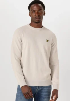 beige lyle & scott trui cotton crew neck jumper