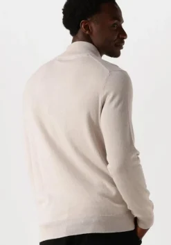 beige lyle & scott trui cotton merino quarter zip jumper