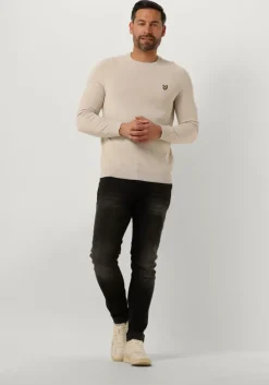 beige lyle & scott t-shirt cotton crew neck jumper