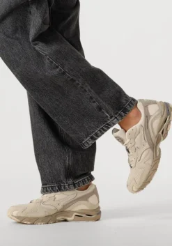 beige mizuno lage sneakers wave rider 10 premium dames