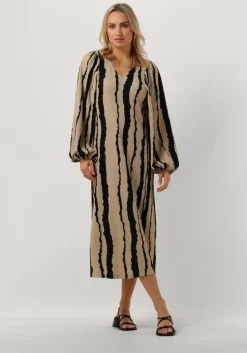 beige modström midi jurk harlandmd print dress