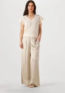 beige mos mosh wijde broek mmrita satin pant