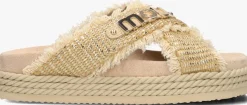 beige mou slippers criss-cross