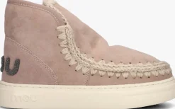 beige mou vachtlaarzen eskimo sneaker bold glitter logo