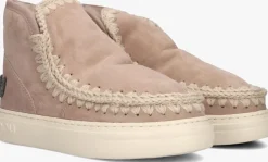 beige mou vachtlaarzen eskimo sneaker bold glitter logo