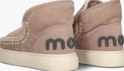 beige mou vachtlaarzen eskimo sneaker bold glitter logo