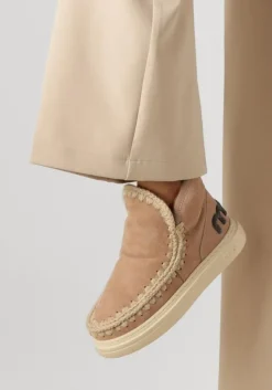 beige mou vachtlaarzen eskimo sneaker bold glitter logo