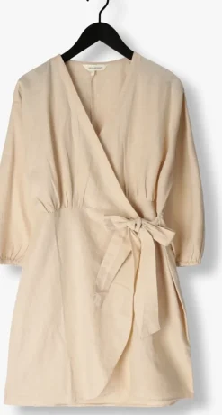 beige msch copenhagen mini jurk mschmirilla 3/4 wrap dress