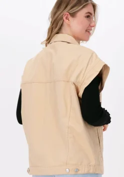 beige na-kd gilet oversized denim vest