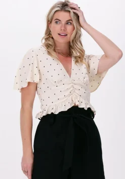 beige na-kd top front rouching frill top