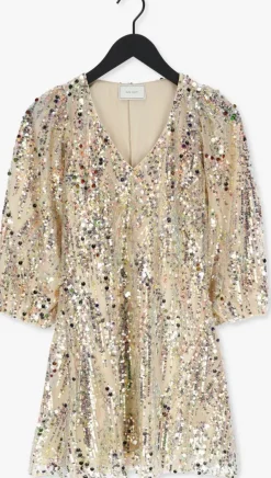 beige neo noir mini jurk sloane multi sequins dress
