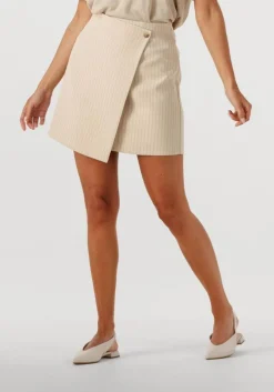 beige neo noir minirok petrani pinstriped skirt