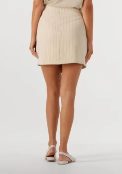 beige neo noir minirok petrani pinstriped skirt