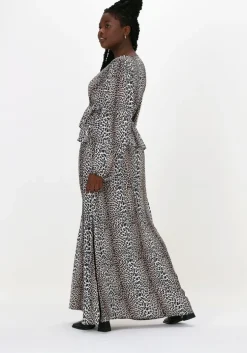 beige notes du nord maxi jurk alicia leopard dress