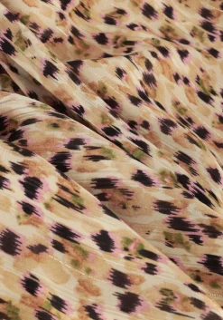 beige notre-v mini jurk short printed wrap dress