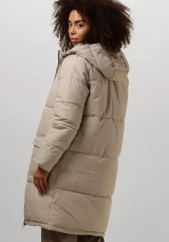 beige object gewatteerde jas objzhanna l/s long jacket noos