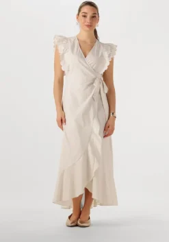 beige object maxi jurk objhope papaya s/s wrap dress