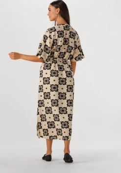 beige object midi jurk objella re 2/4 midi dress 138