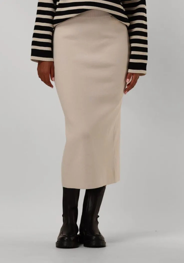 beige object midirok objreynard hw knit skirt