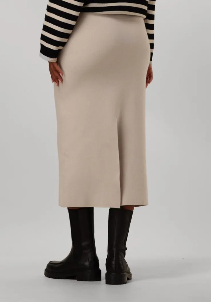 beige object midirok objreynard hw knit skirt